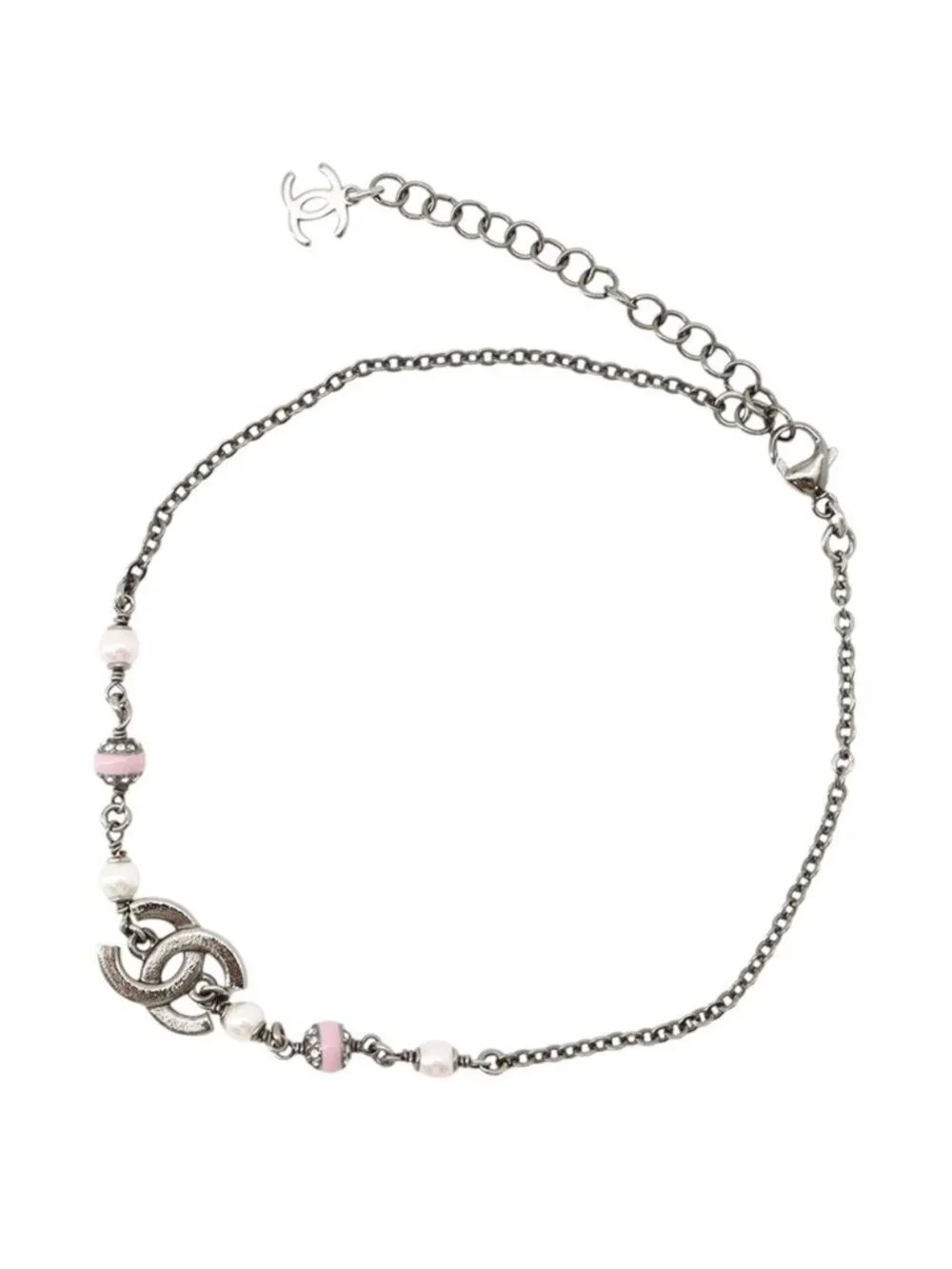 Chanel Necklace CC Logo Faux Pearl Rhinestone